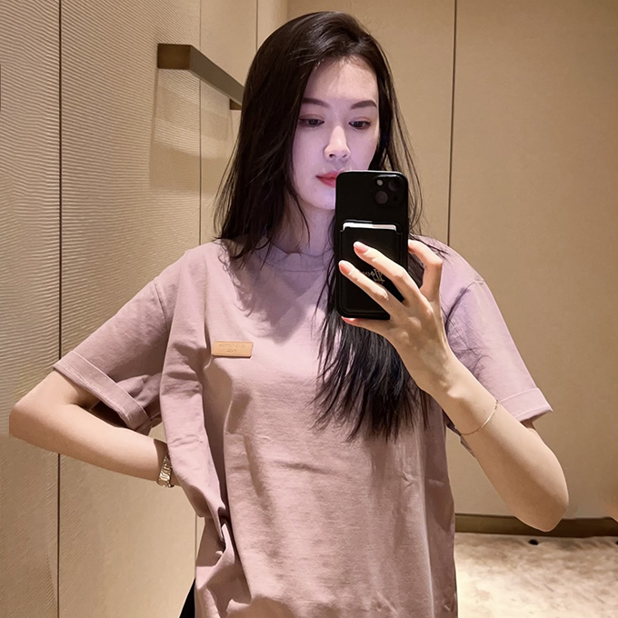 lv louis vuitton leather patch t-shirt